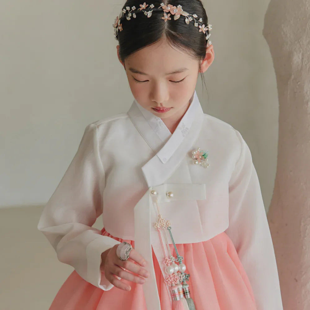 Blossom Coral Girl Hanbok (1-10YR) - Native Korean
