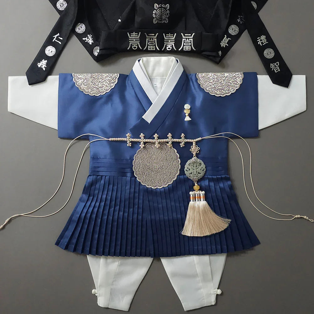 Sungkoon Pleated Blue Boy Hanbok (100D-10YR) - Native Korean