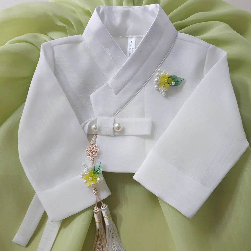 Blossom Green Girl Hanbok (1-10YR) - Native Korean