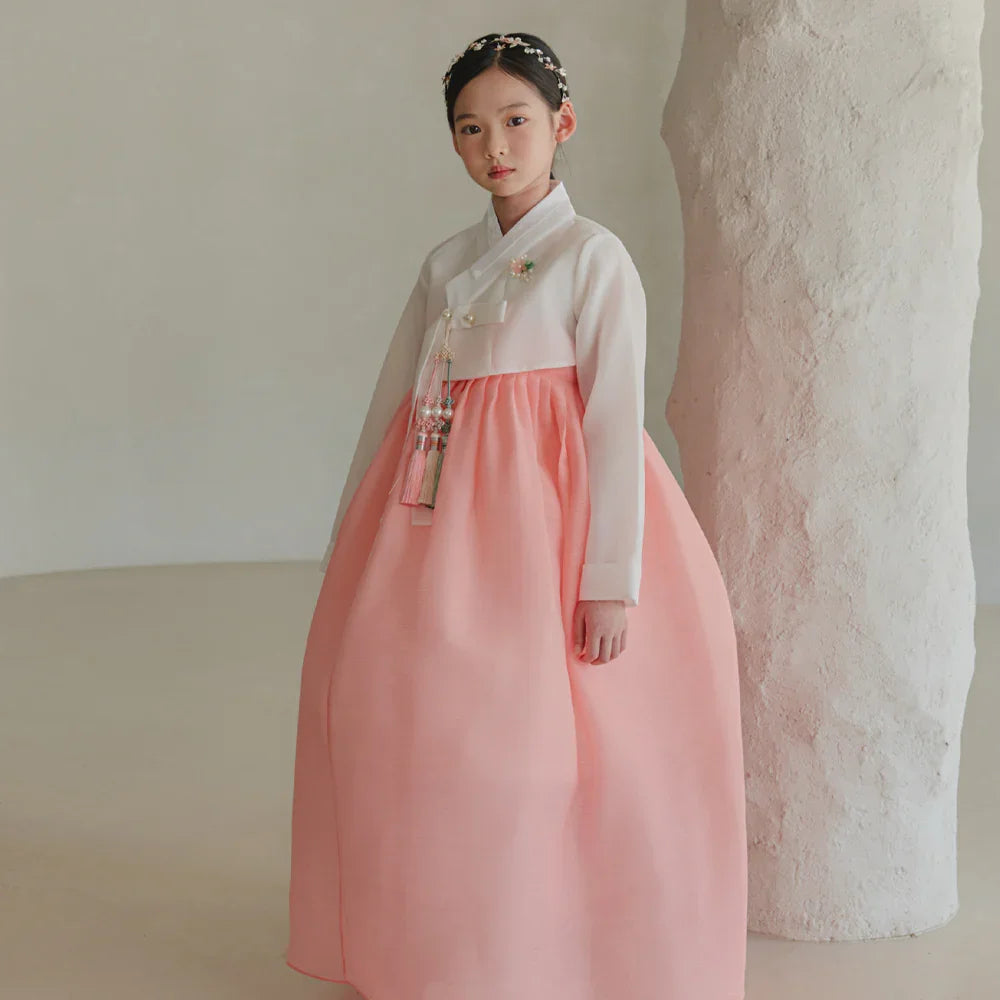Blossom Coral Girl Hanbok (1-10YR) - Native Korean