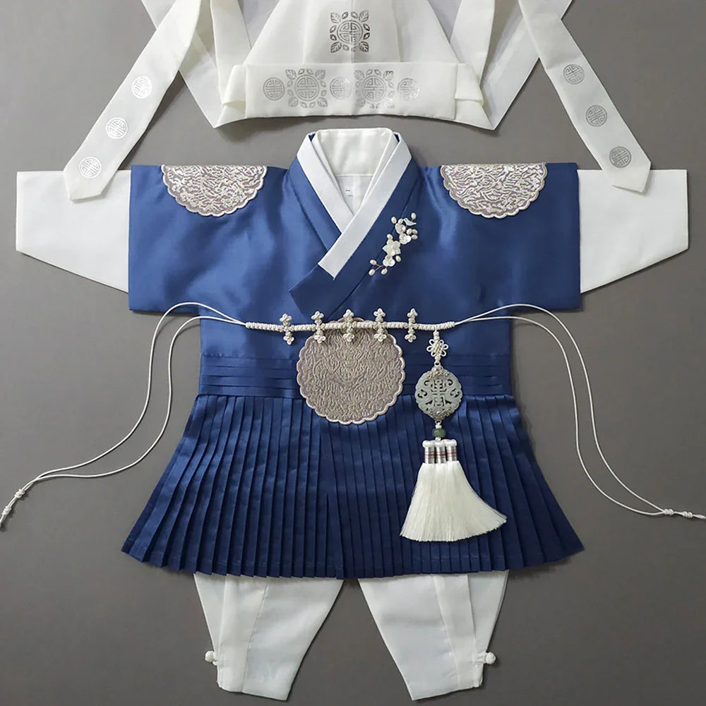 Sungkoon Pleated Blue Boy Hanbok (100D-10YR) - Native Korean