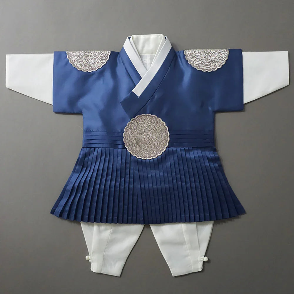 Sungkoon Pleated Blue Boy Hanbok (100D-10YR) - Native Korean