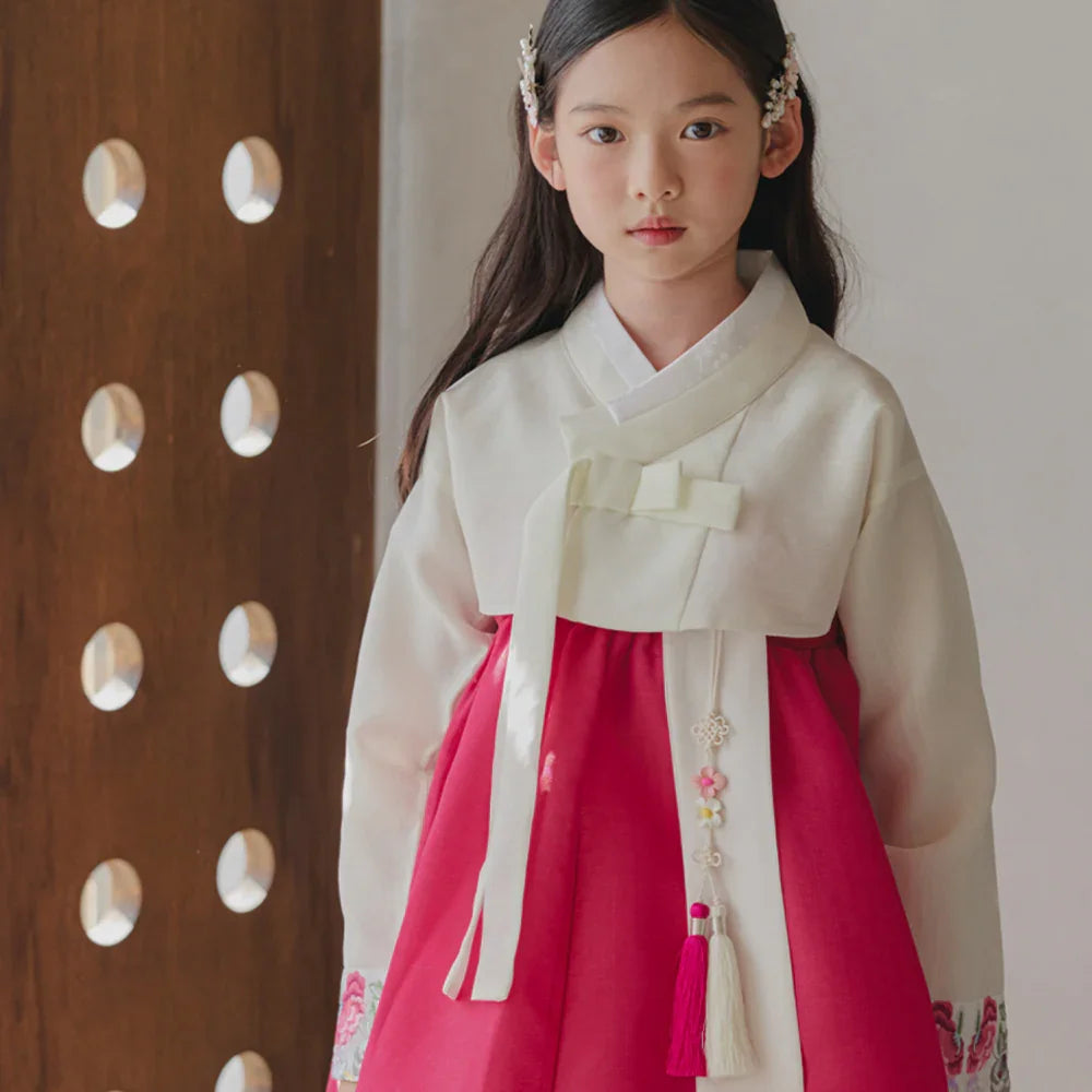 Yedong Embroidery Jeogori Magenta Girl Hanbok (100D-15YR) - Native Korean