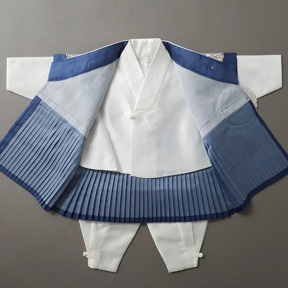 Sungkoon Pleated Blue Boy Hanbok (100D-10YR) - Native Korean