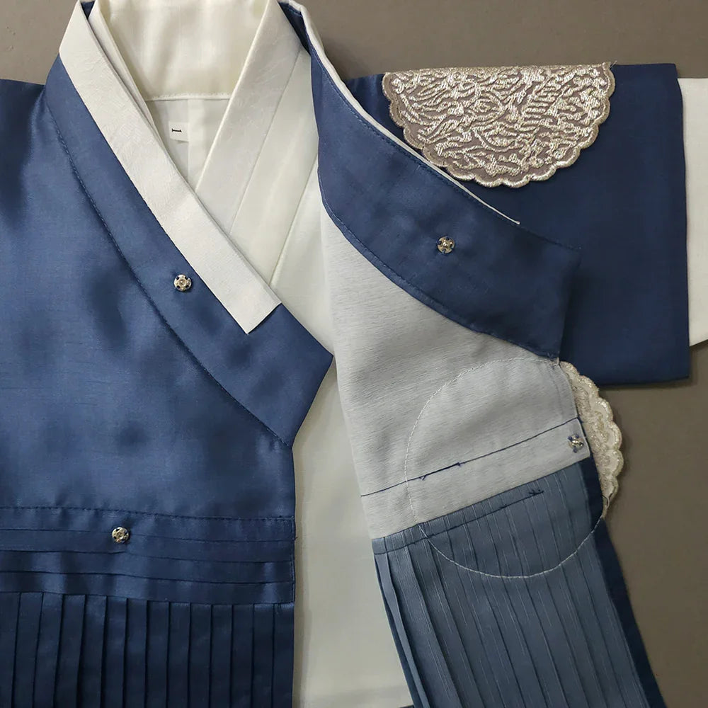 Sungkoon Pleated Blue Boy Hanbok (100D-10YR) - Native Korean