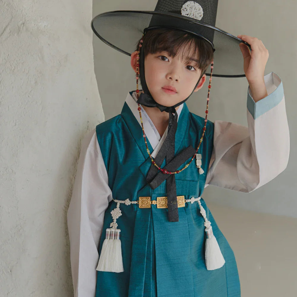 Jooheon Teal Boy Hanbok (1-12YR) - Native Korean