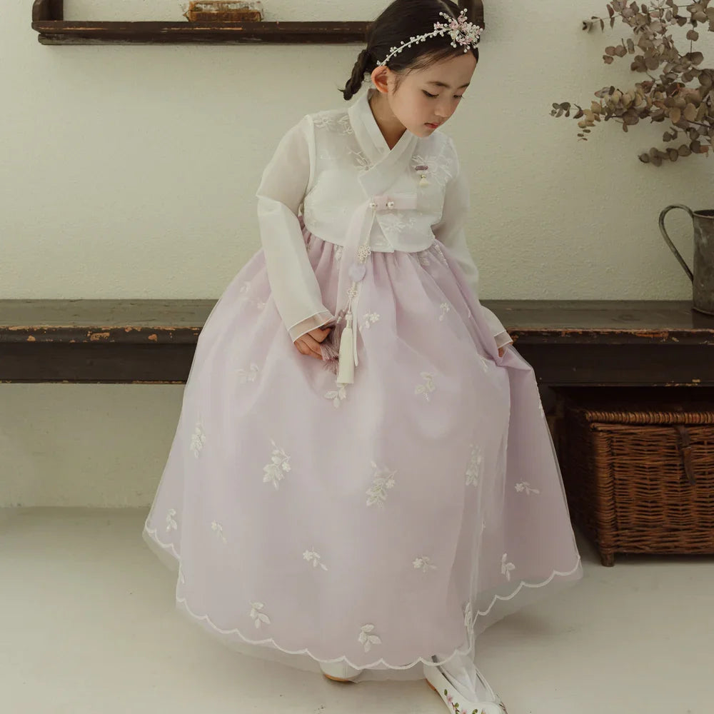 Som Lace Purple Hanbok Dress for Girls