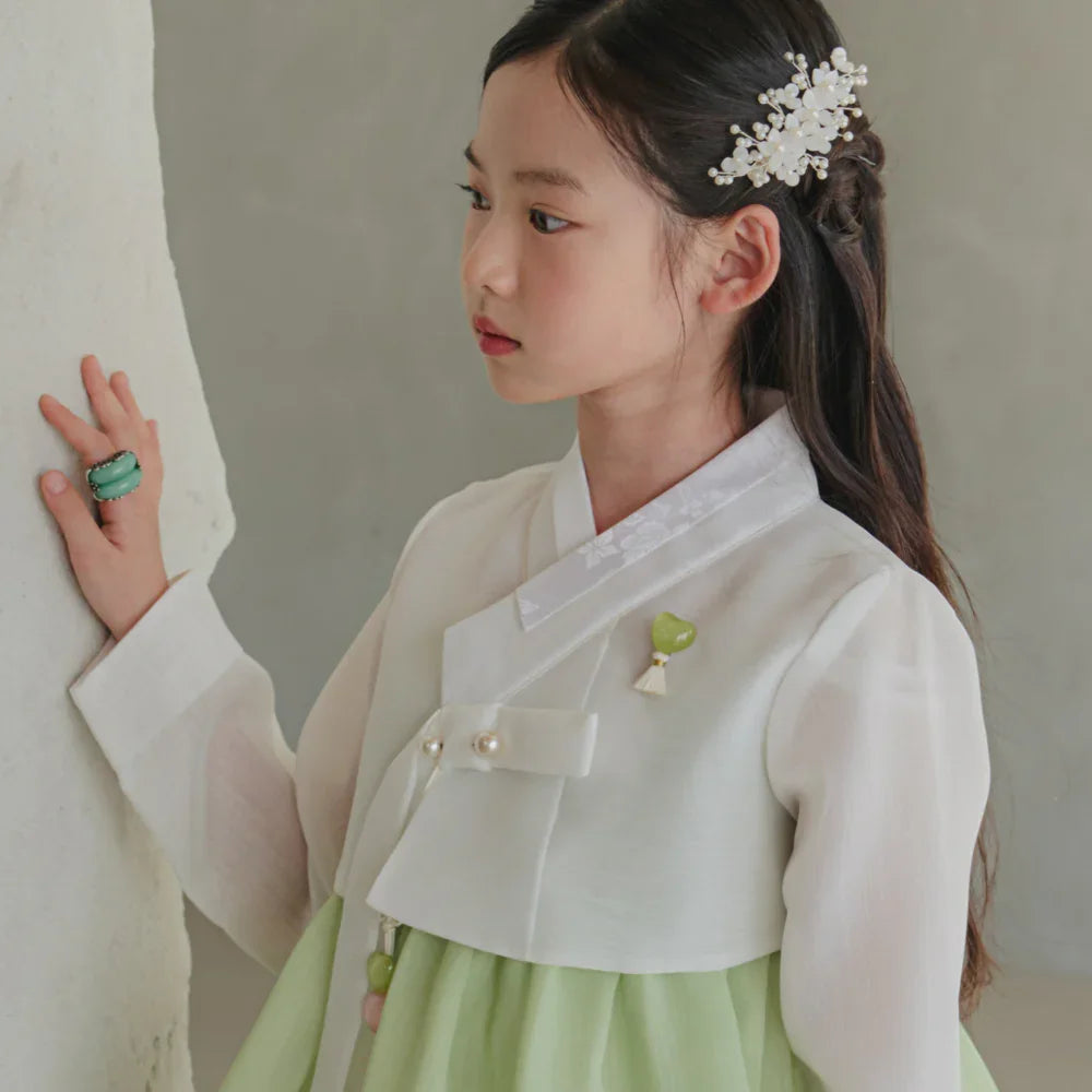 Blossom Green Girl Hanbok (1-10YR) - Native Korean