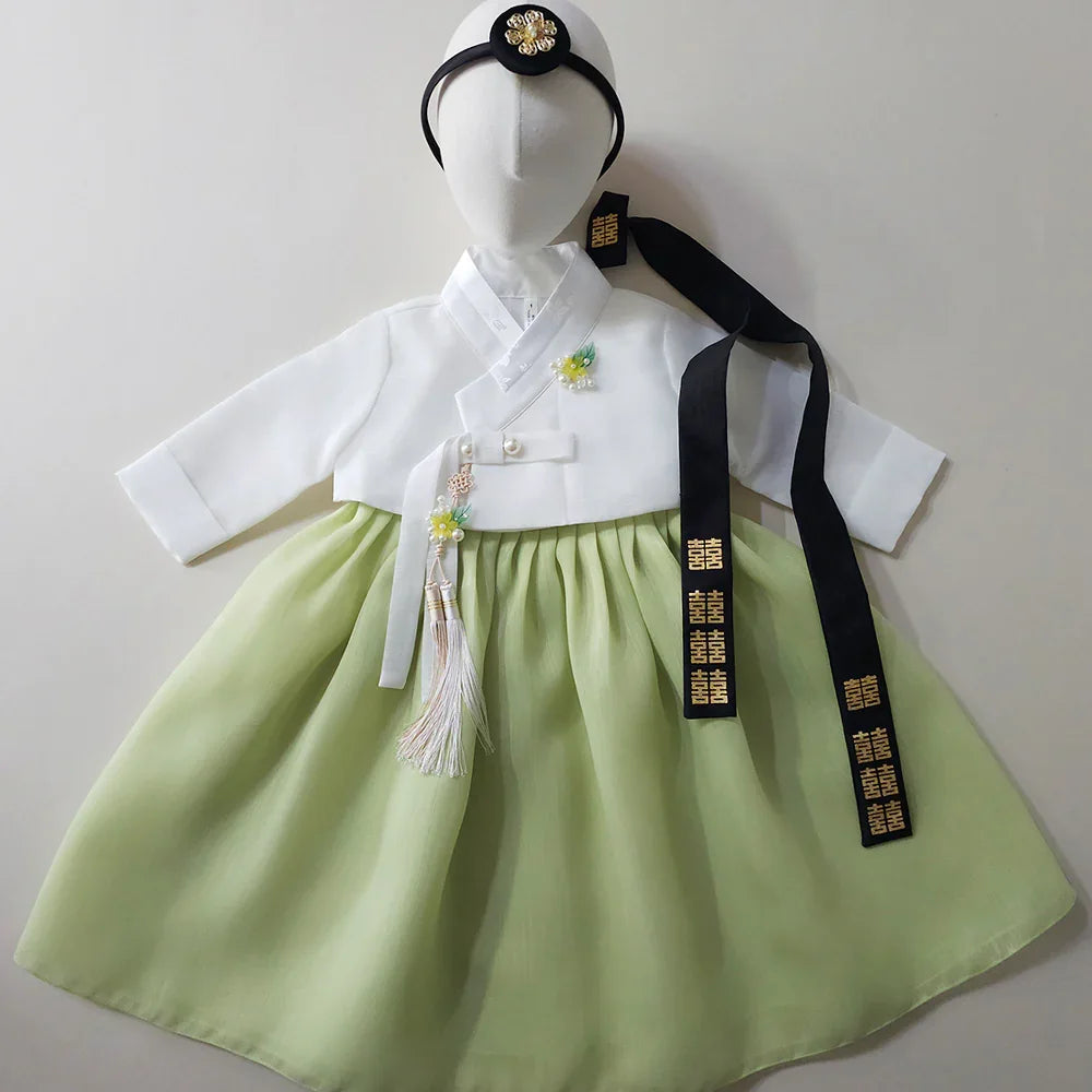 Blossom Green Girl Hanbok (1-10YR) - Native Korean