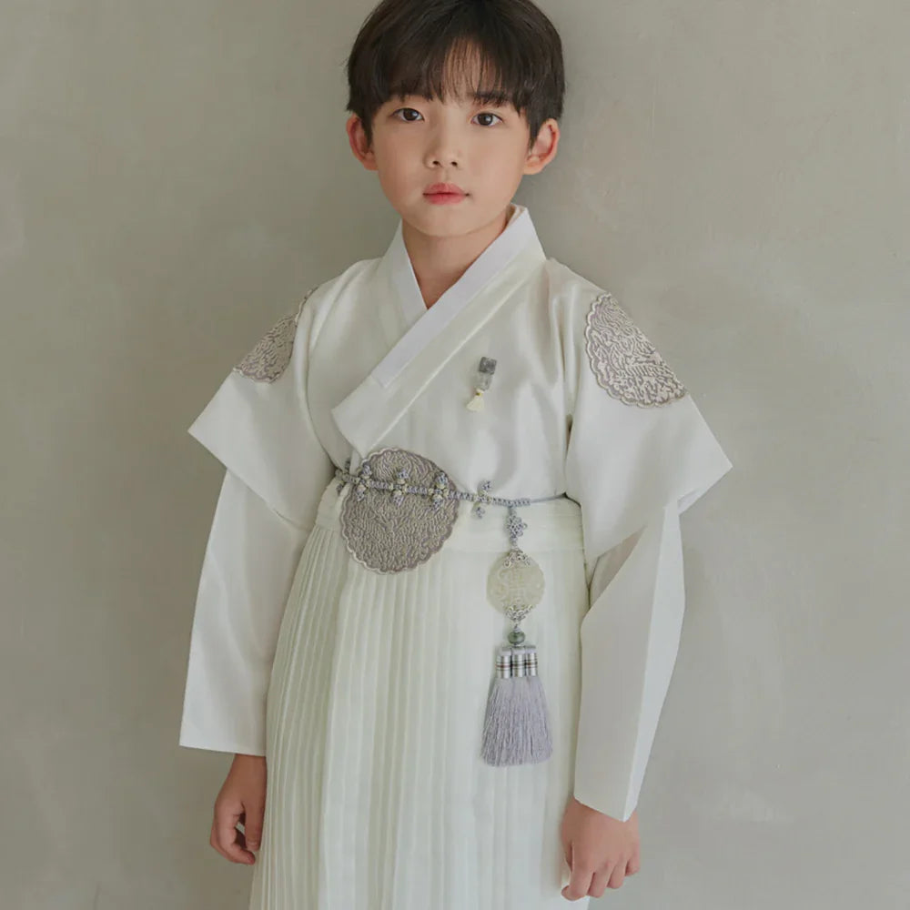 Sungkoon Pleated Ivory Boy Hanbok (100D-10YR) - Native Korean