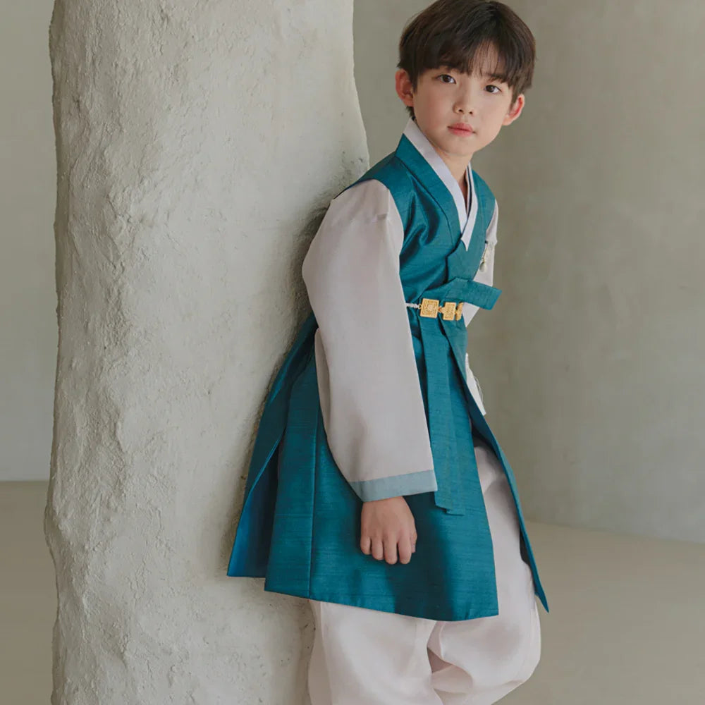 Jooheon Teal Boy Hanbok (1-12YR) - Native Korean