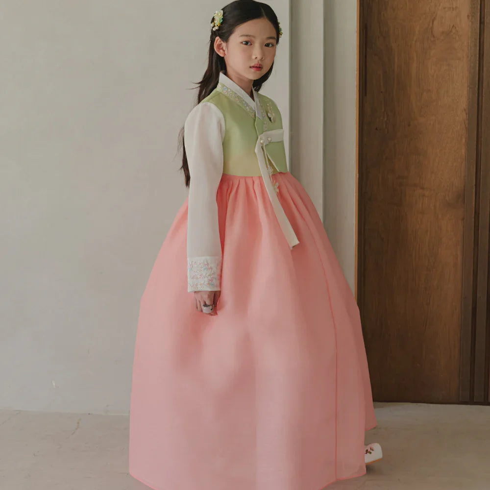 Soyoon Green Coral Girl Hanbok (1-15YR) - Native Korean