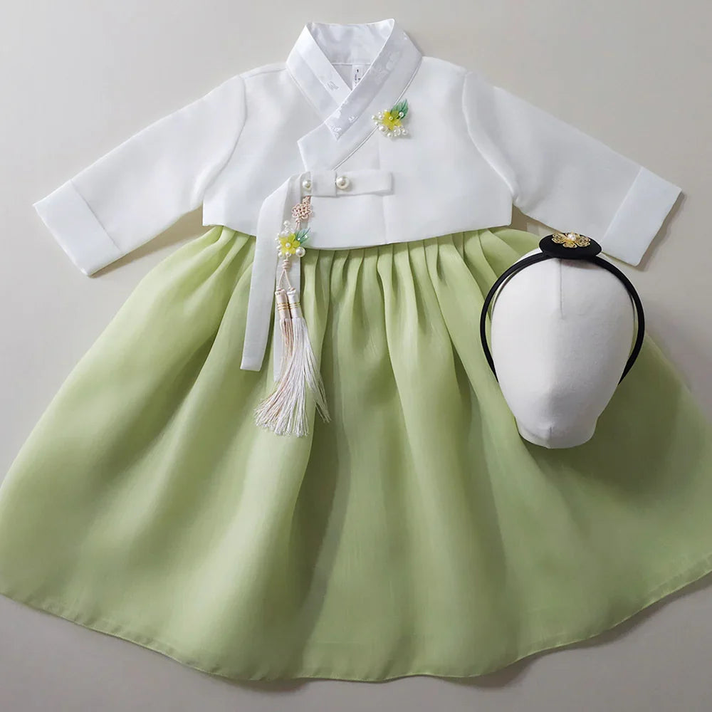 Blossom Green Girl Hanbok (1-10YR) - Native Korean