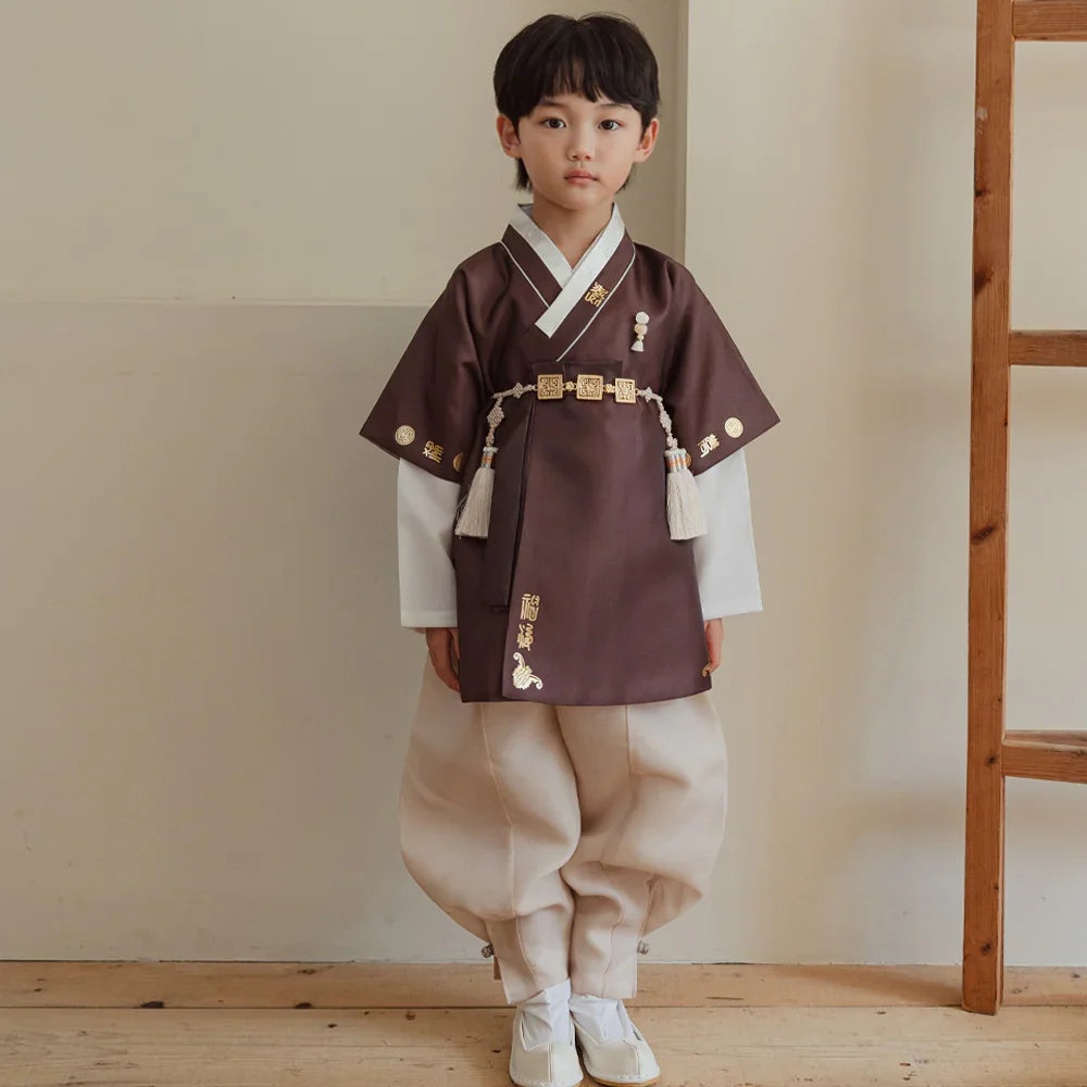 Dongdo Brown Boy Hanbok (1-12YR) - Native Korean