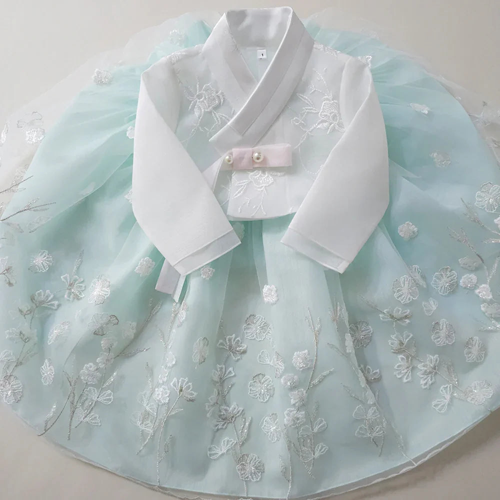 Sam Lace Dress Girl Hanbok (1-12YR) - Native Korean