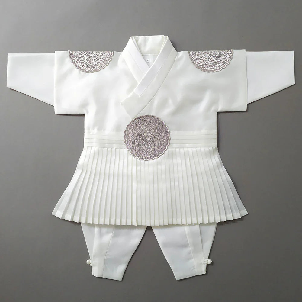 Sungkoon Pleated Ivory Boy Hanbok (100D-10YR) - Native Korean