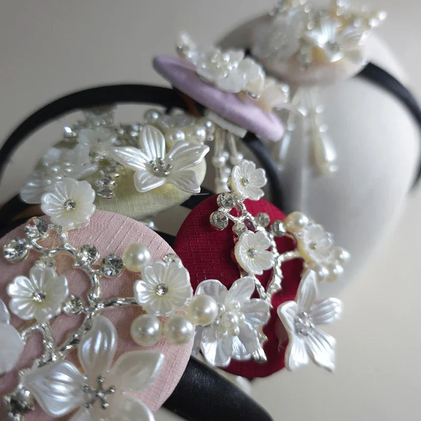Silver Pearl Bloom Headband - Native Korean