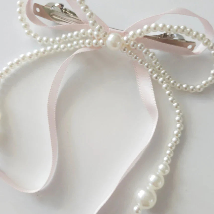 Pearl Grace Bow Hairpin - Native Korean