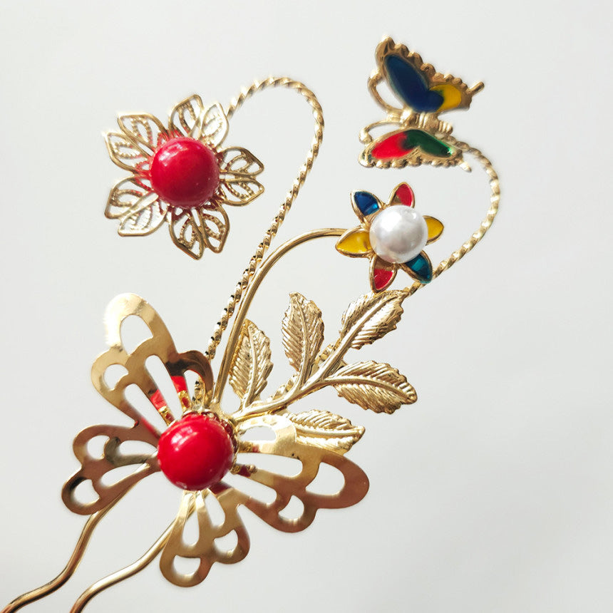 Colorful Butterfly U Shape Hairpin
