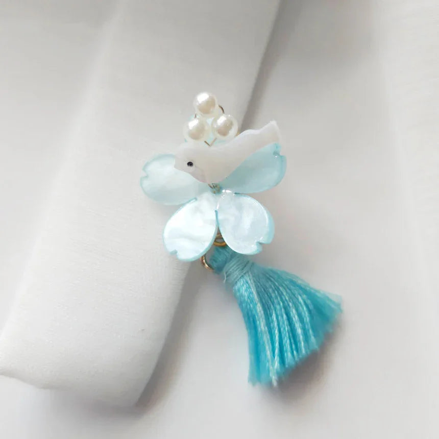 Bird Blossom Brooch - Native Korean