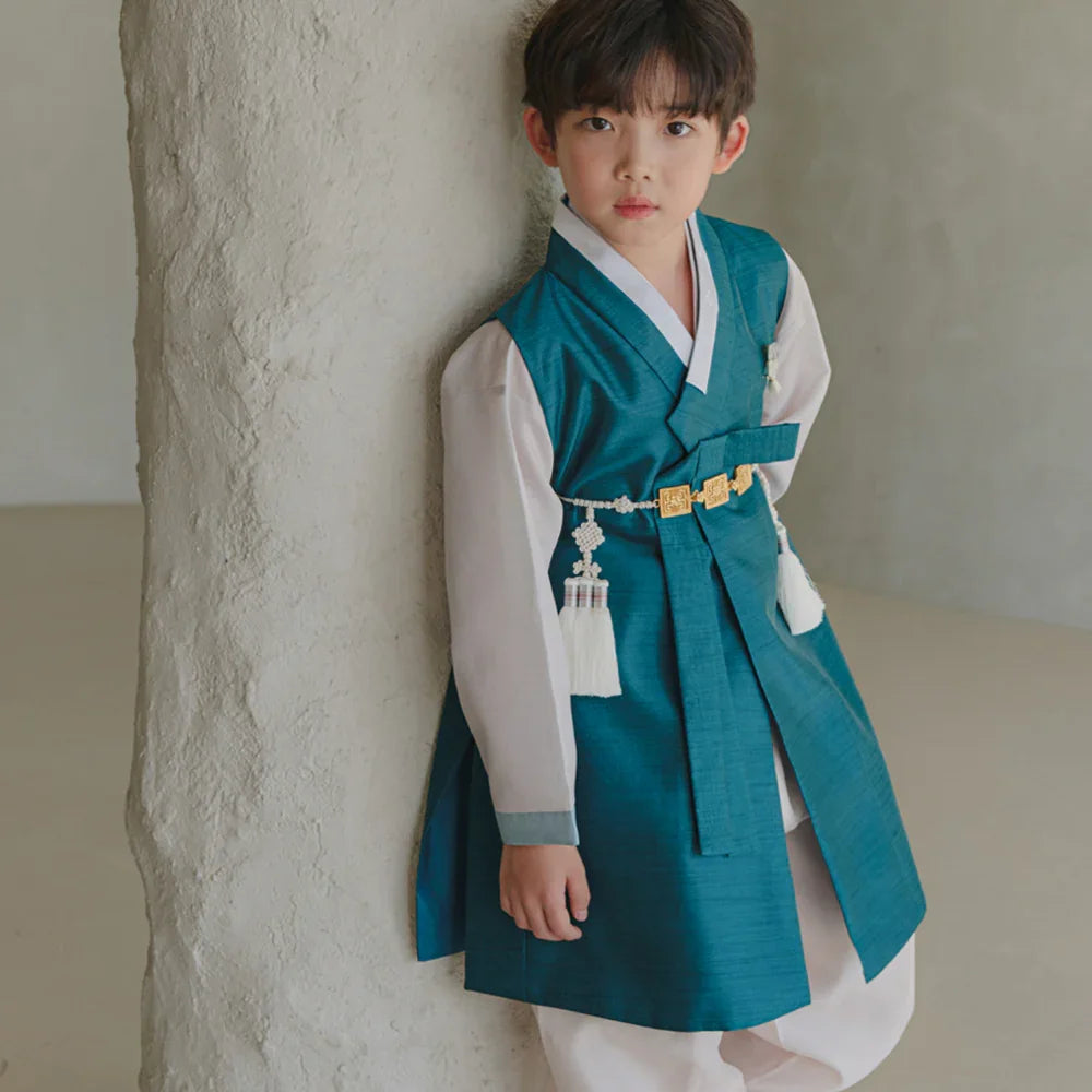 Jooheon Teal Boy Hanbok (1-12YR) - Native Korean