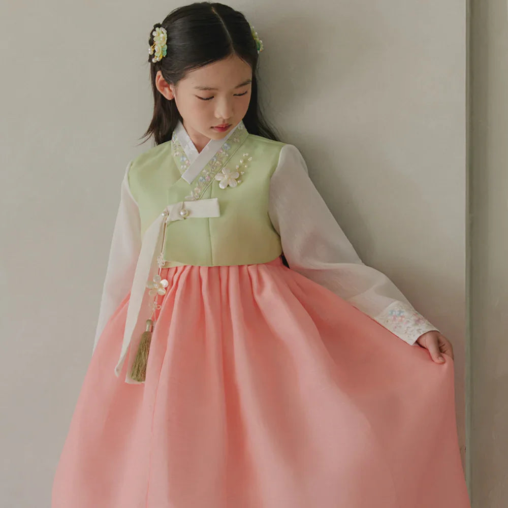 Soyoon Green Coral Girl Hanbok (1-15YR) - Native Korean