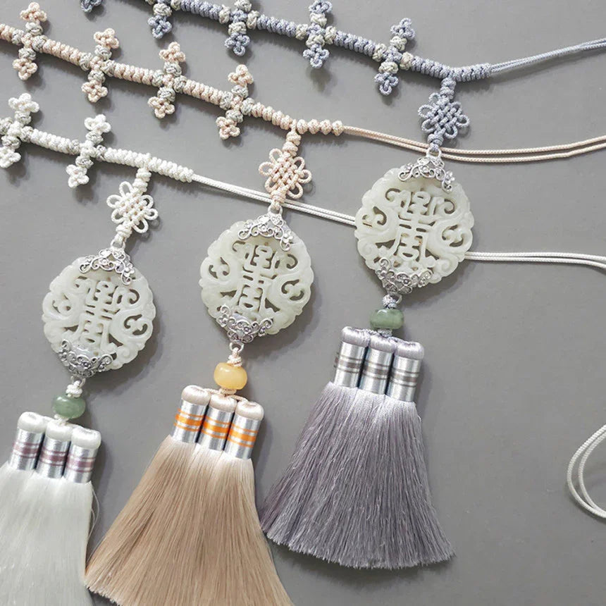 Beige Jade Harmony Tassel Dol Belt - Native Korean