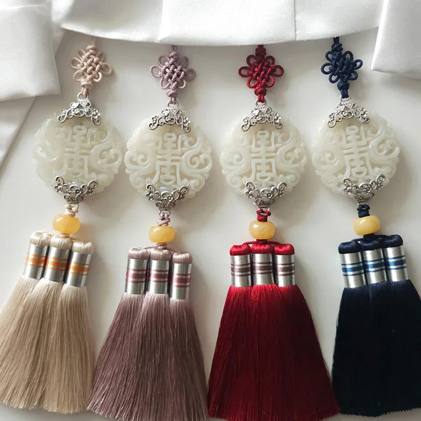 Beige Jade Harmony Tassel Norigae - Native Korean