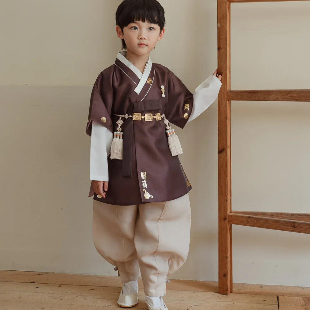 Dongdo Brown Boy Hanbok (1-12YR) - Native Korean