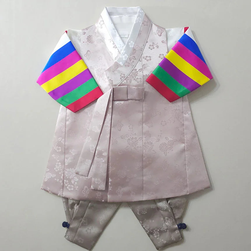 Minjae Saekdong Pink Beige Boy Hanbok (100D-10YR) - Native Korean