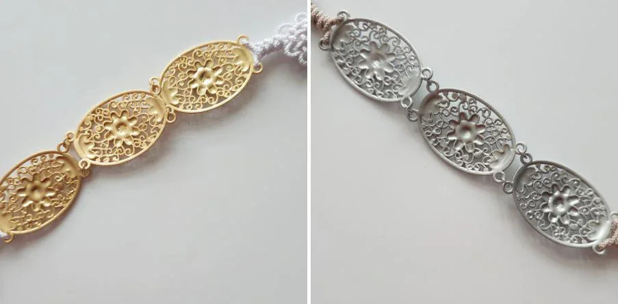 Double Tassel Belt with Floral Metal - Native Korean