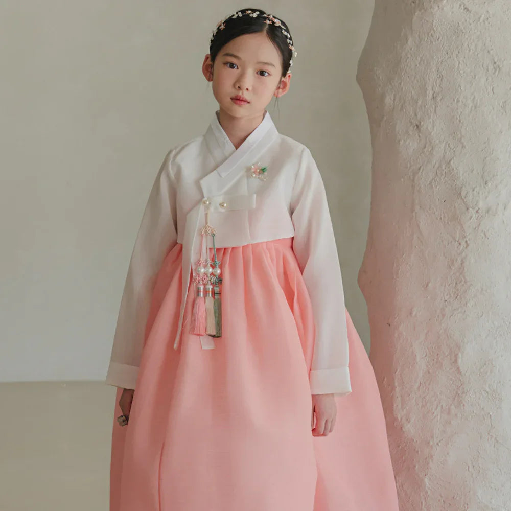 Blossom Coral Girl Hanbok (1-10YR) - Native Korean