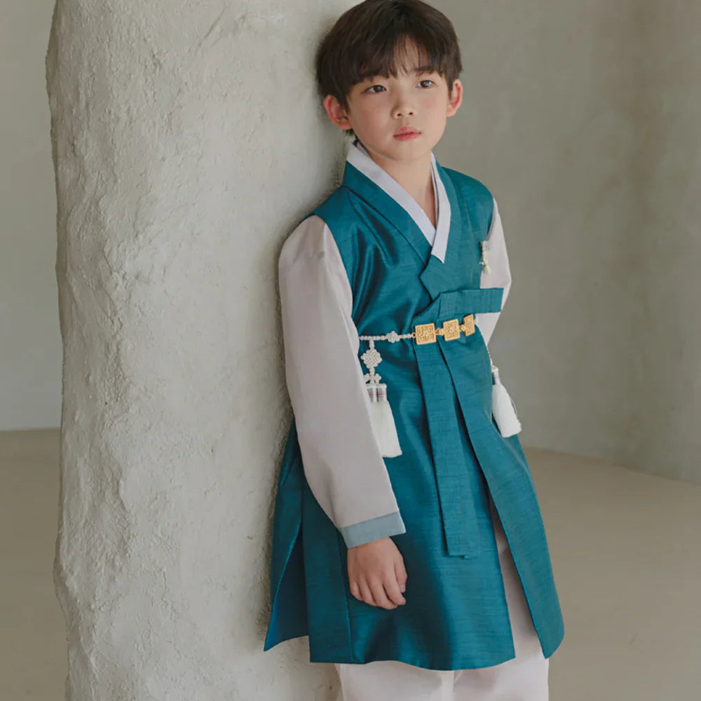 Jooheon Teal Boy Hanbok (1-12YR) - Native Korean