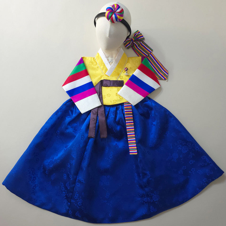 Seunju Saekdong 3 Colors Jeogori - Blue Skirt Girl Hanbok (100D-15YR)
