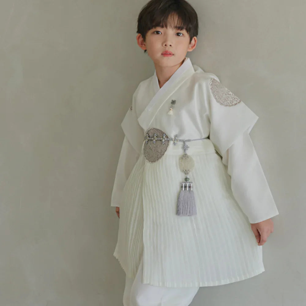 Sungkoon Pleated Ivory Boy Hanbok (100D-10YR) - Native Korean
