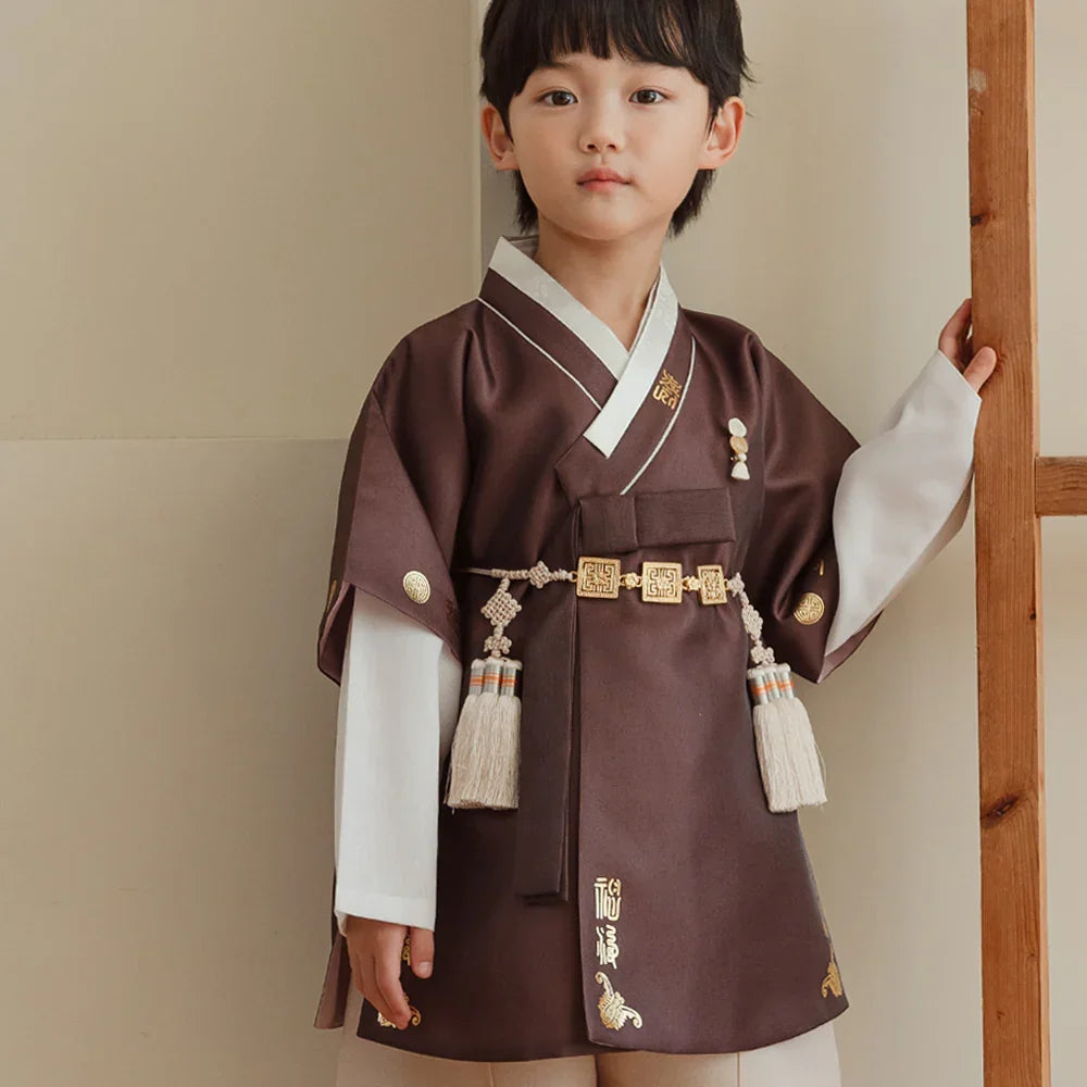 Dongdo Brown Boy Hanbok (1-12YR) - Native Korean