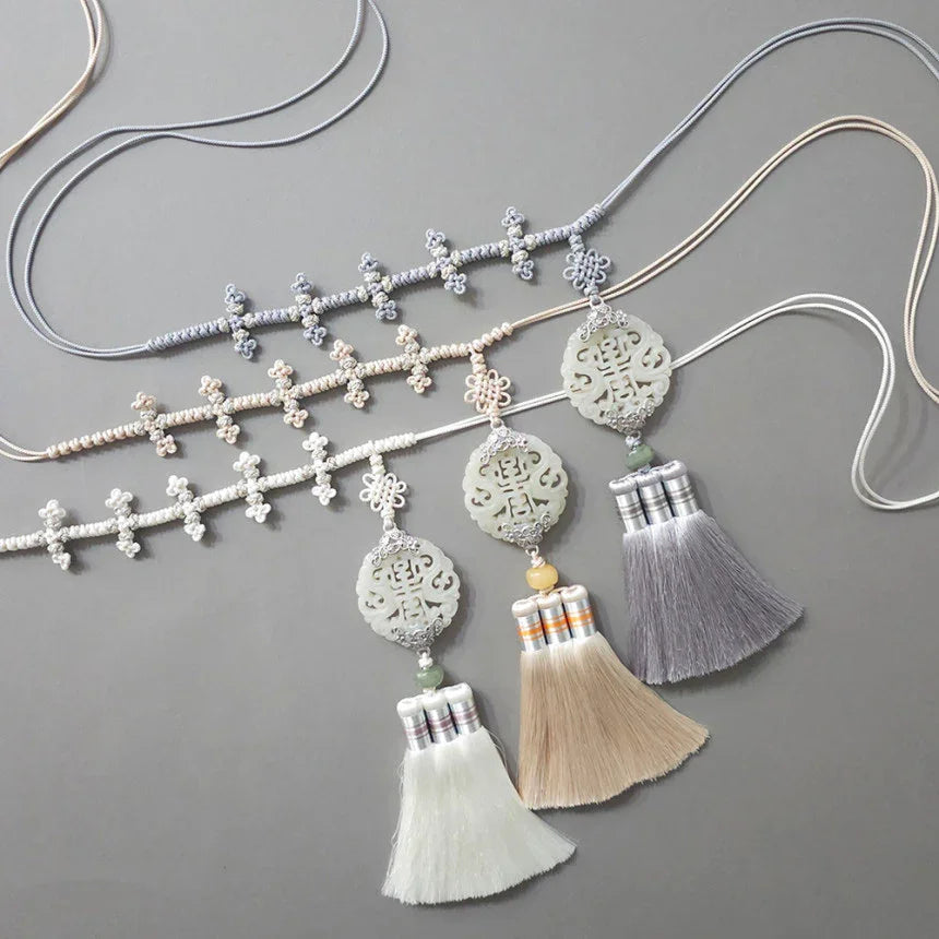 Beige Jade Harmony Tassel Dol Belt - Native Korean