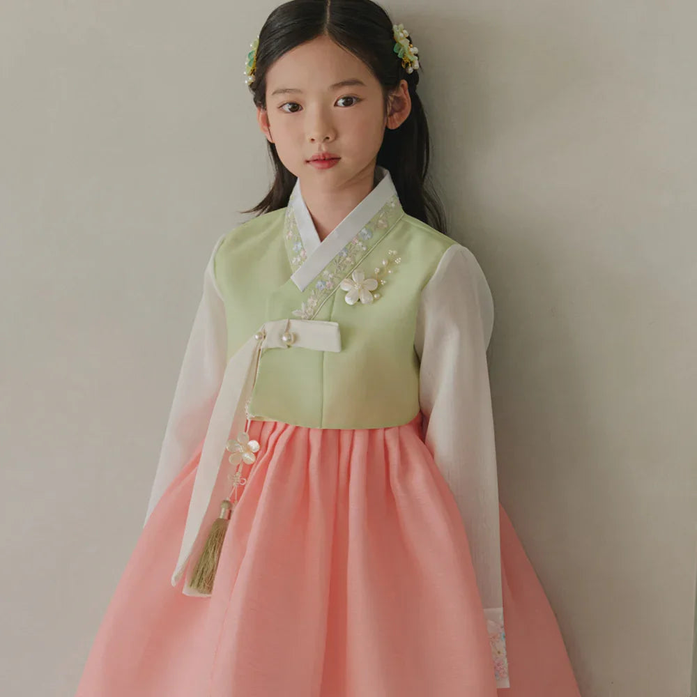 Soyoon Green Coral Girl Hanbok (1-15YR) - Native Korean