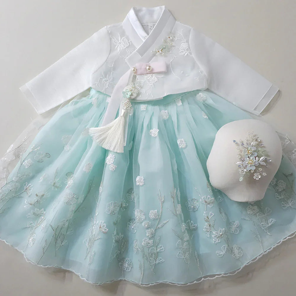 Sam Lace Dress Girl Hanbok (1-12YR) - Native Korean