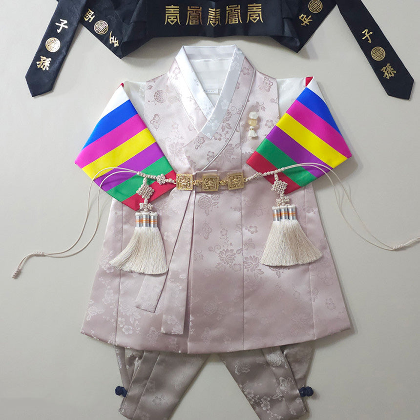 Minjae Saekdong Pink Beige Boy Hanbok (100D-10YR)