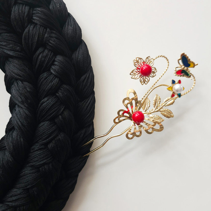 Colorful Butterfly U Shape Hairpin
