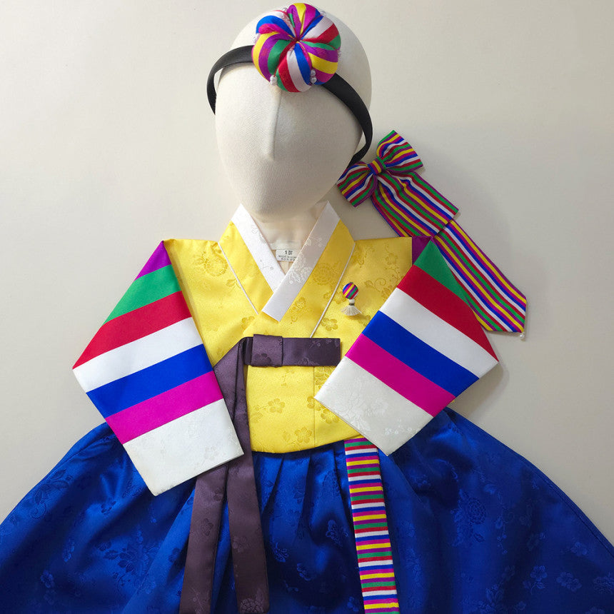 Seunju Saekdong 3 Colors Jeogori - Blue Skirt Girl Hanbok (100D-15YR)