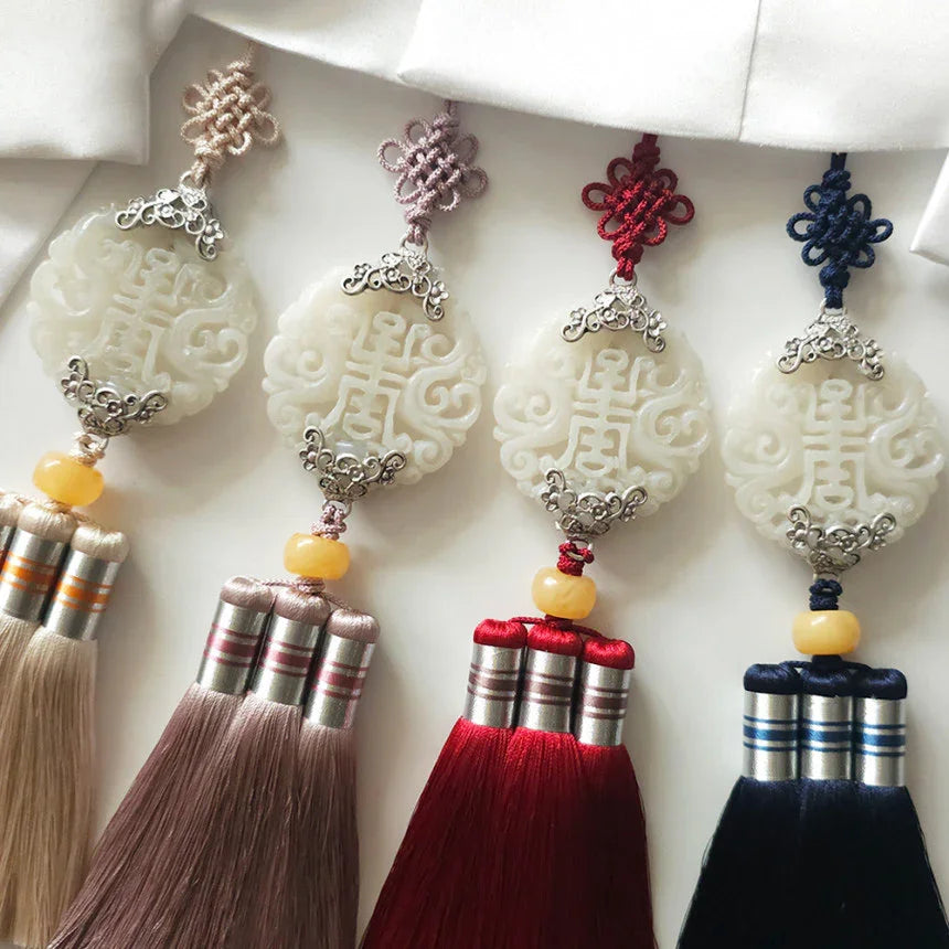 Beige Jade Harmony Tassel Norigae - Native Korean