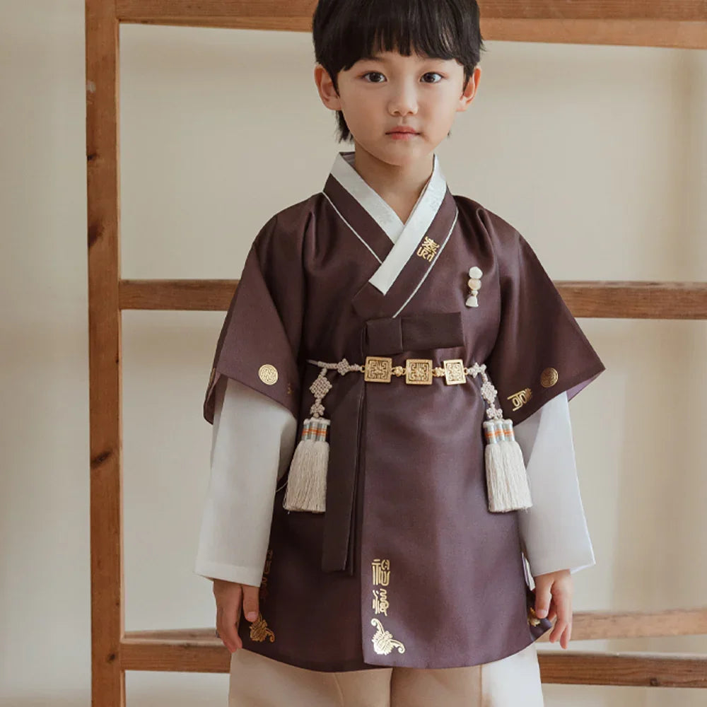 Dongdo Brown Boy Hanbok (1-12YR) - Native Korean