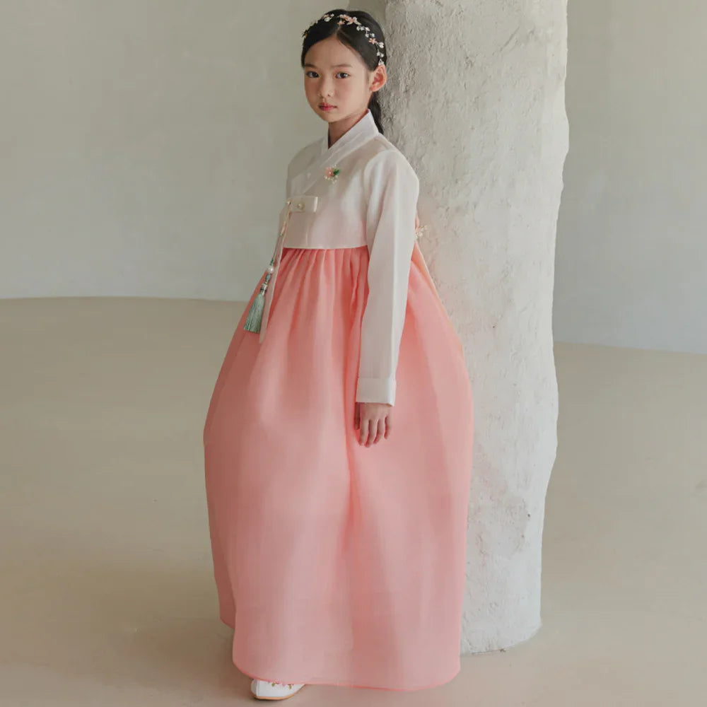 Blossom Coral Girl Hanbok (1-10YR) - Native Korean
