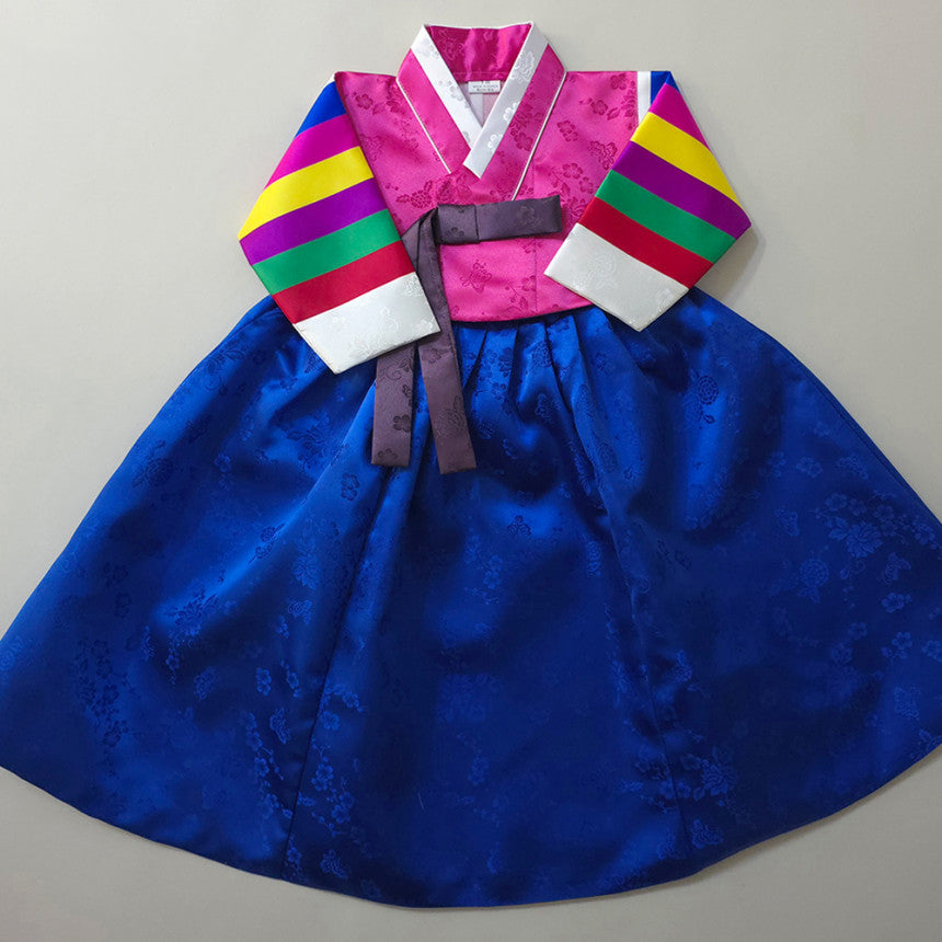Seunju Saekdong 3 Colors Jeogori - Blue Skirt Girl Hanbok (100D-15YR)