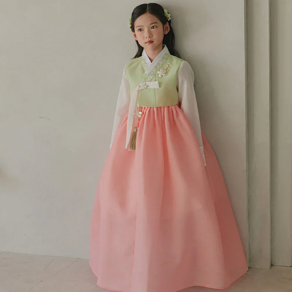 Soyoon Green Coral Girl Hanbok (1-15YR) - Native Korean