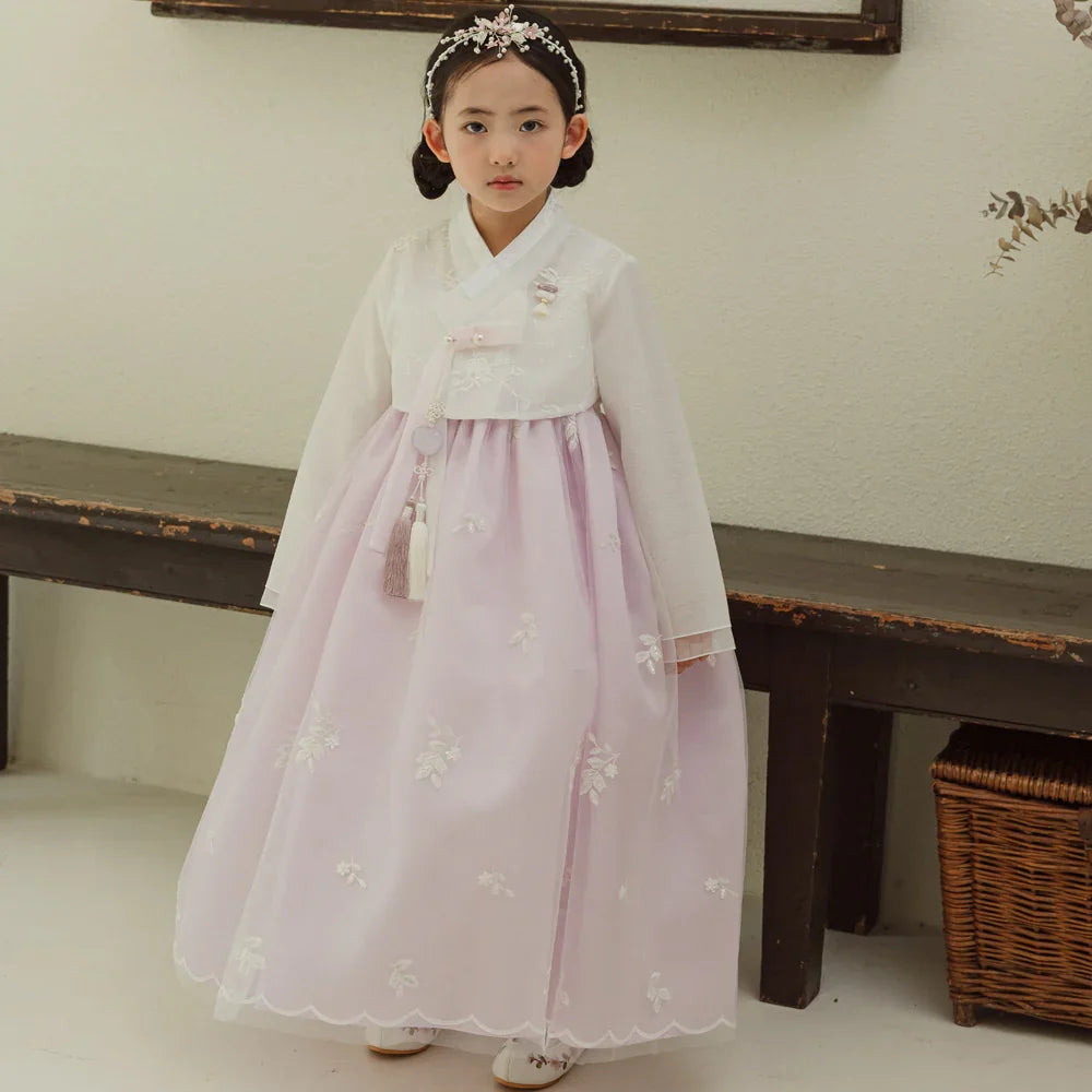 Som Purple Lace Dress Girl Hanbok (1-10YR) - Native Korean