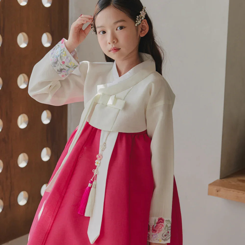 Yedong Embroidery Jeogori Magenta Girl Hanbok (100D-15YR)