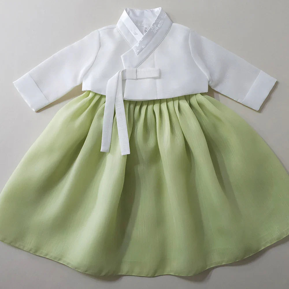 Blossom Green Girl Hanbok (1-10YR) - Native Korean